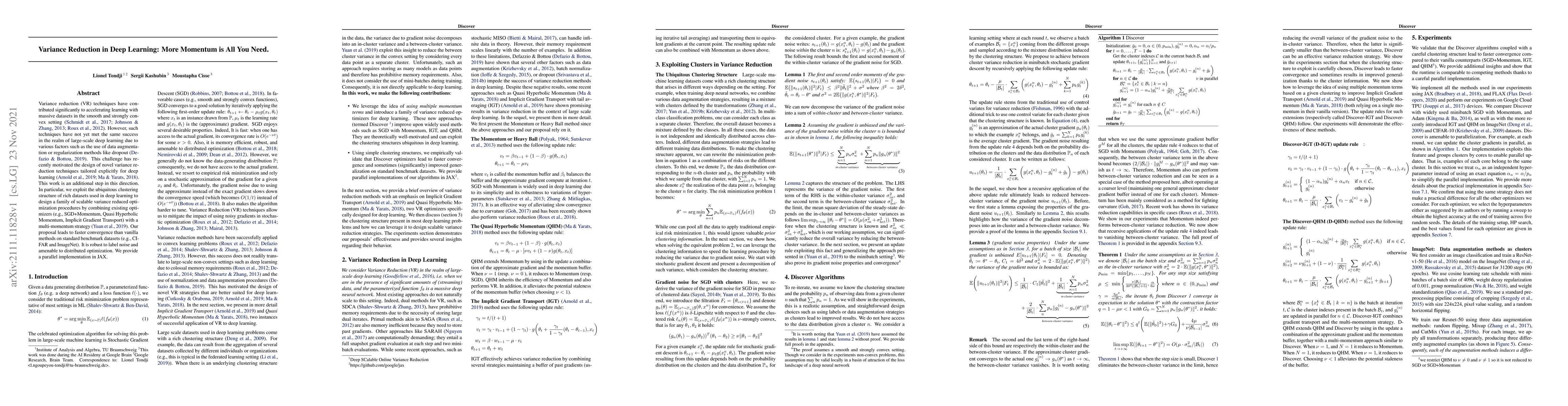 Thumbnail for Variance Reduction in Deep Learning: More Momentum is All You Need