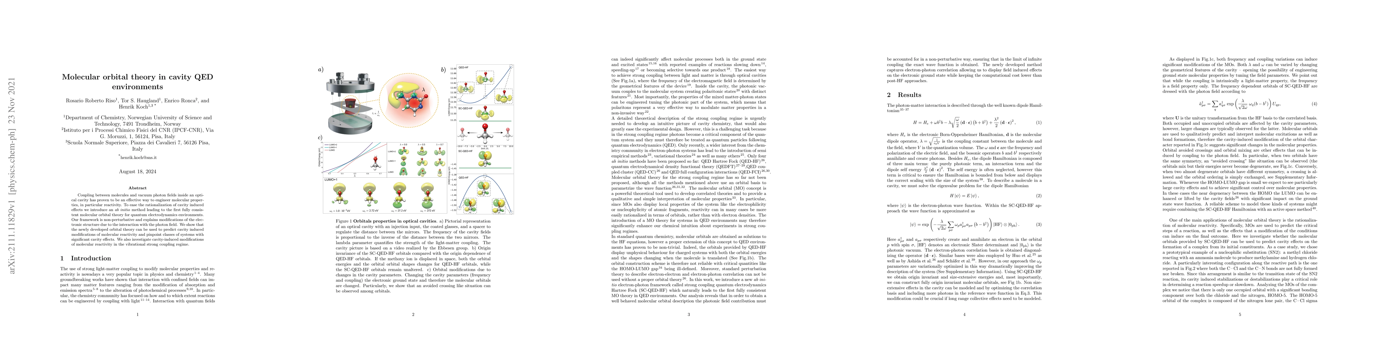 Thumbnail for Molecular orbital theory in cavity QED environments