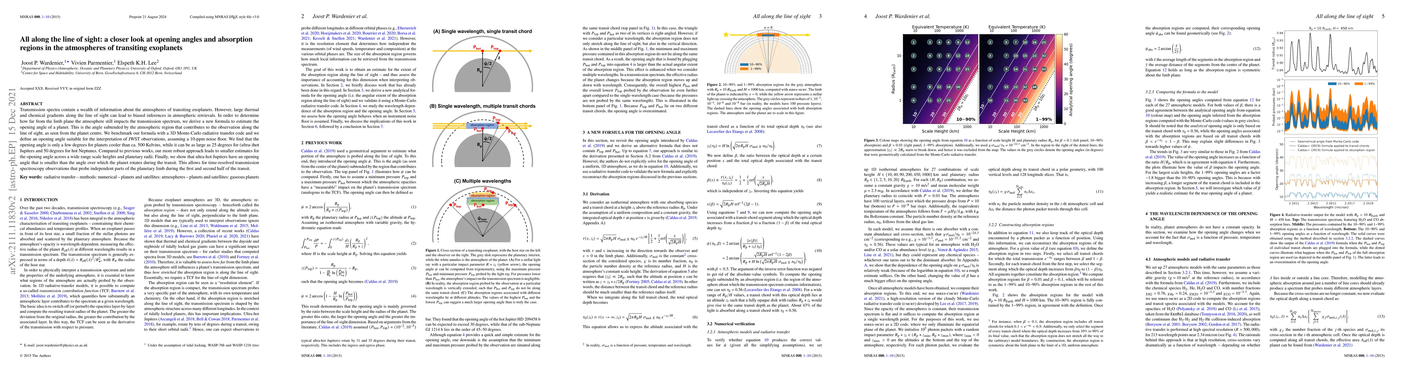 Thumbnail for All along the line of sight: a closer look at opening angles and
  absorption regions in the atmospheres of transiting exoplanets