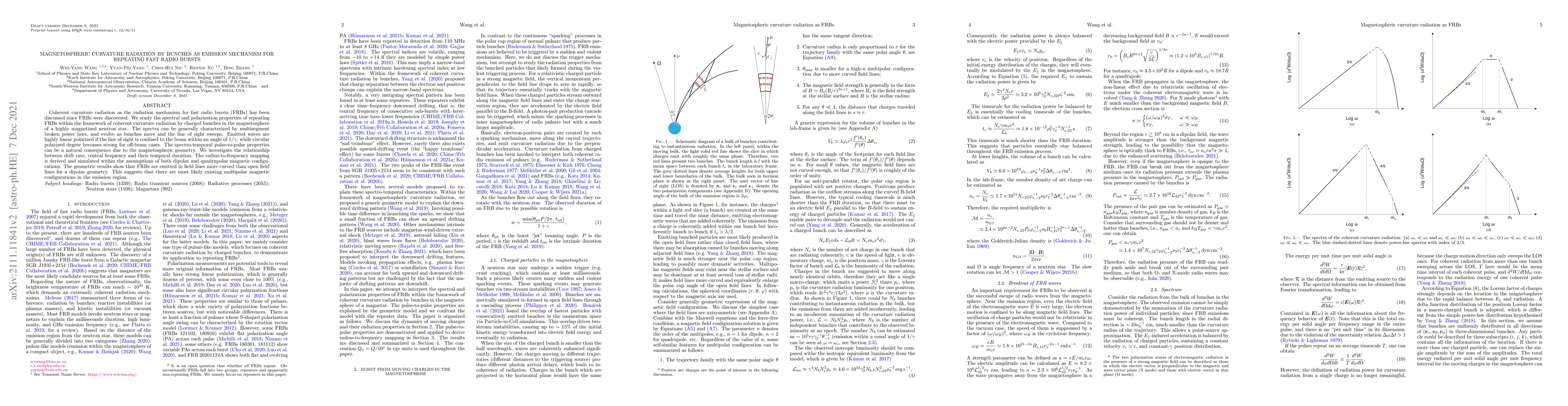 Thumbnail for Magnetospheric curvature radiation by bunches as emission mechanism for
  repeating fast radio bursts
