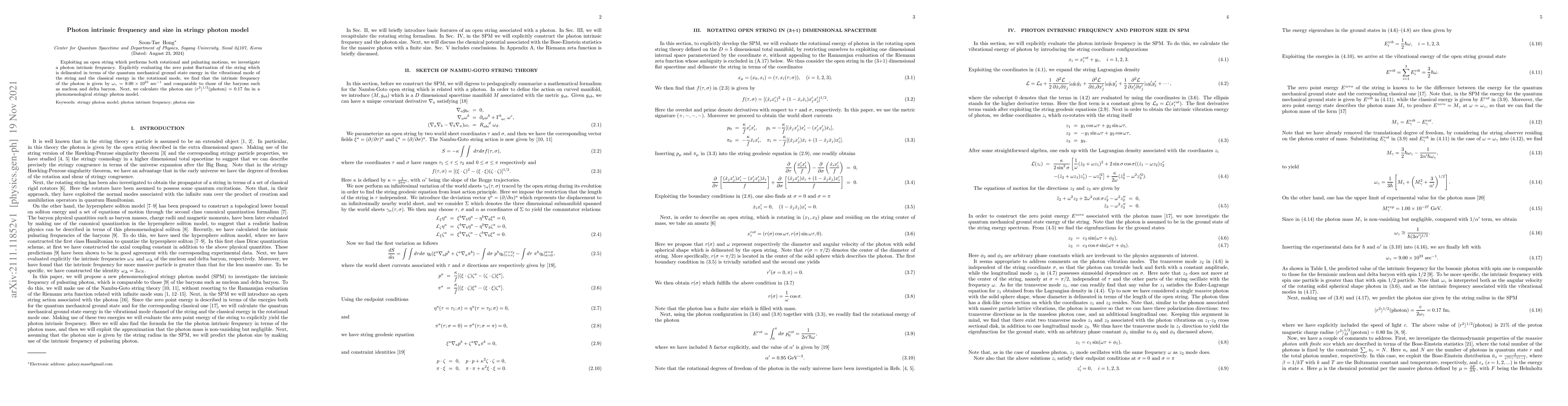 Thumbnail for Photon intrinsic frequency and size in stringy photon model
