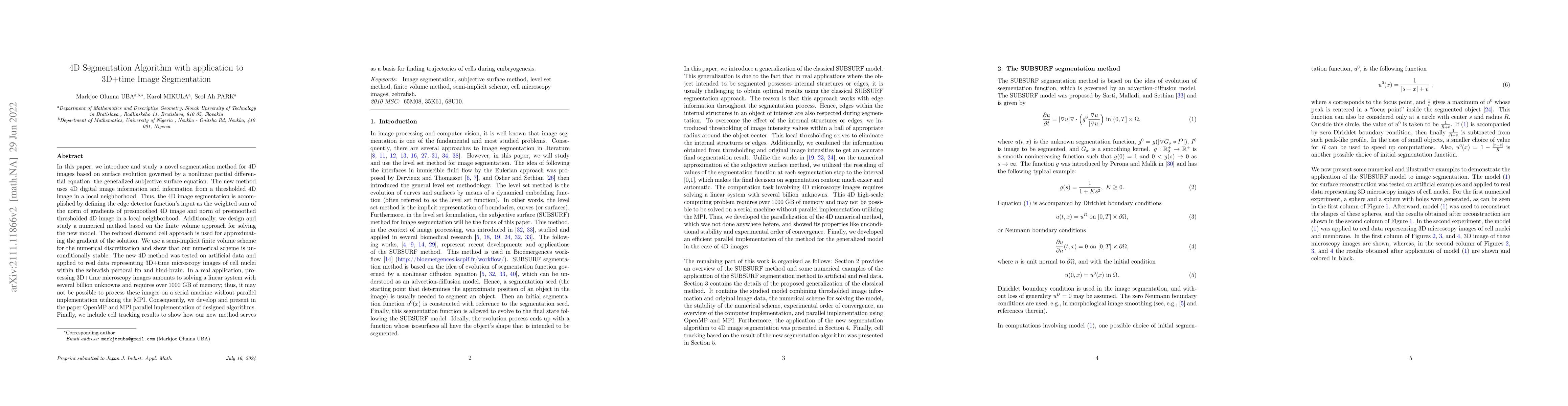 Thumbnail for 4D Segmentation Algorithm with application to 3D+time Image Segmentation