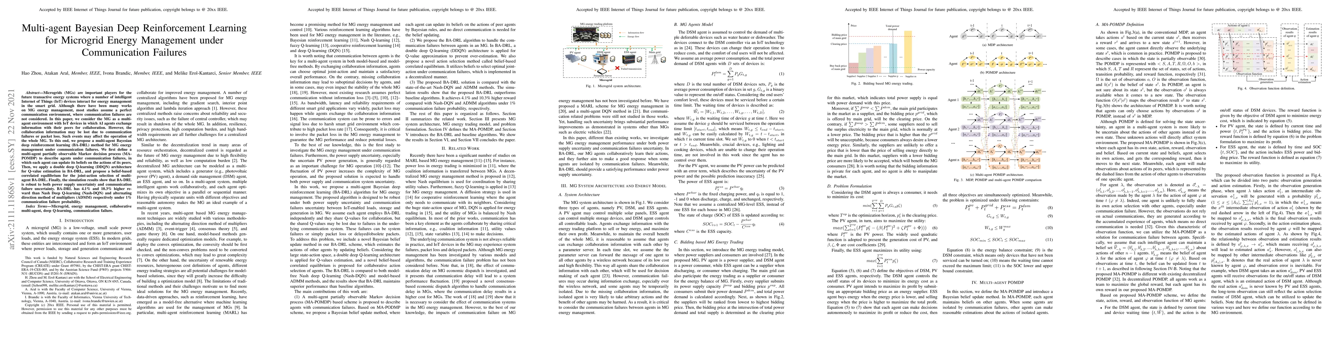 Thumbnail for Multi-agent Bayesian Deep Reinforcement Learning for Microgrid Energy
  Management under Communication Failures
