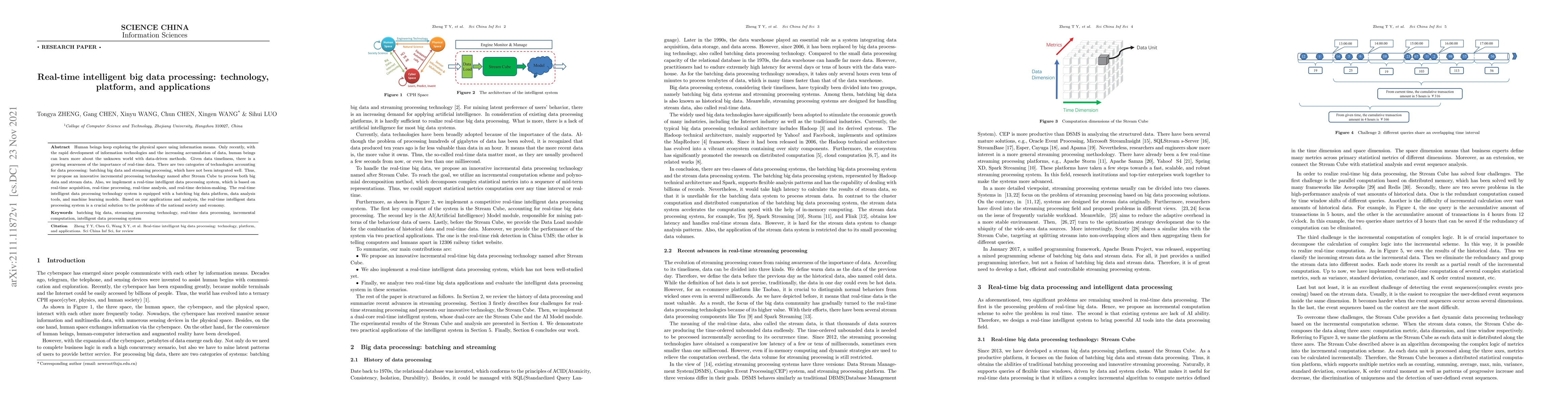 Thumbnail for Real-time intelligent big data processing: technology, platform, and
  applications