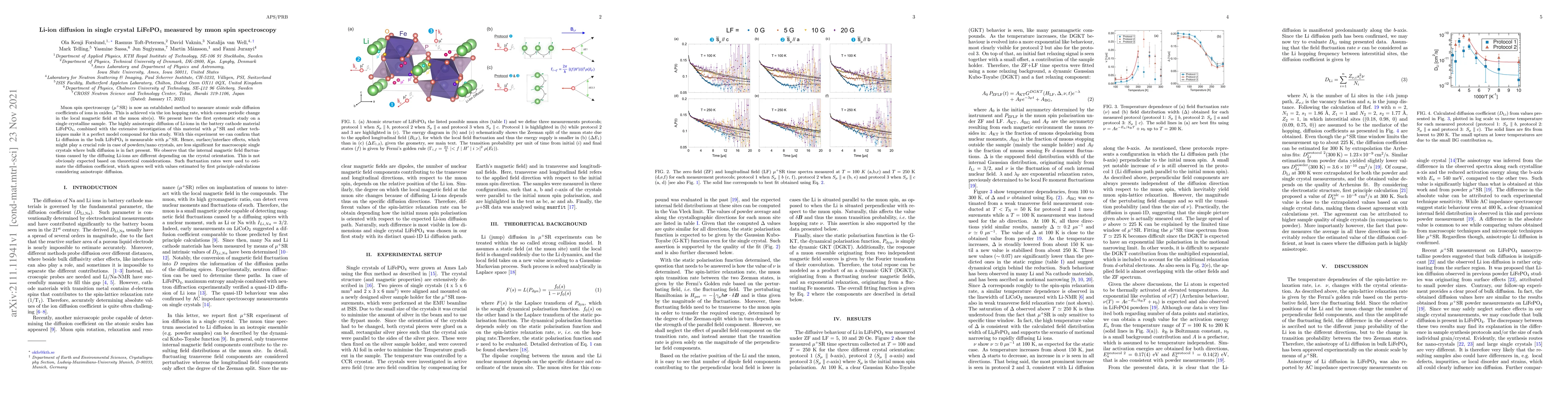 Thumbnail for Li-ion diffusion in single crystal LiFePO$_4$ measured by muon spin
  spectroscopy
