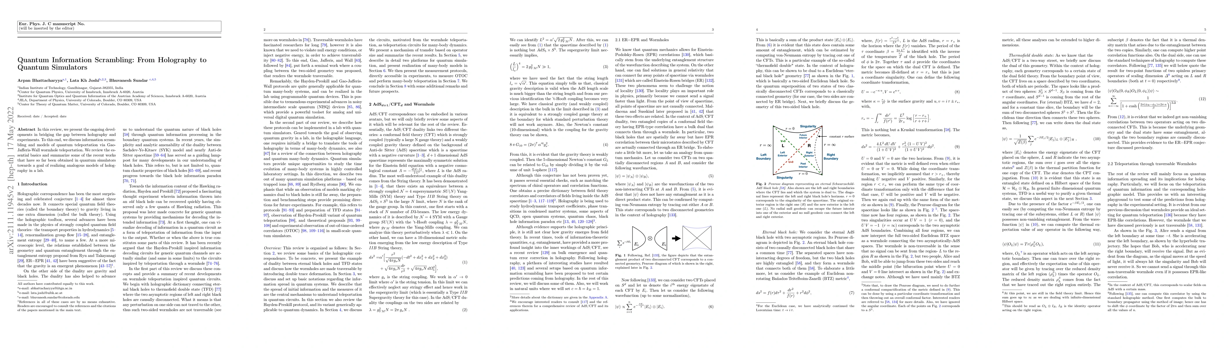 Thumbnail for Quantum Information Scrambling: From Holography to Quantum Simulators