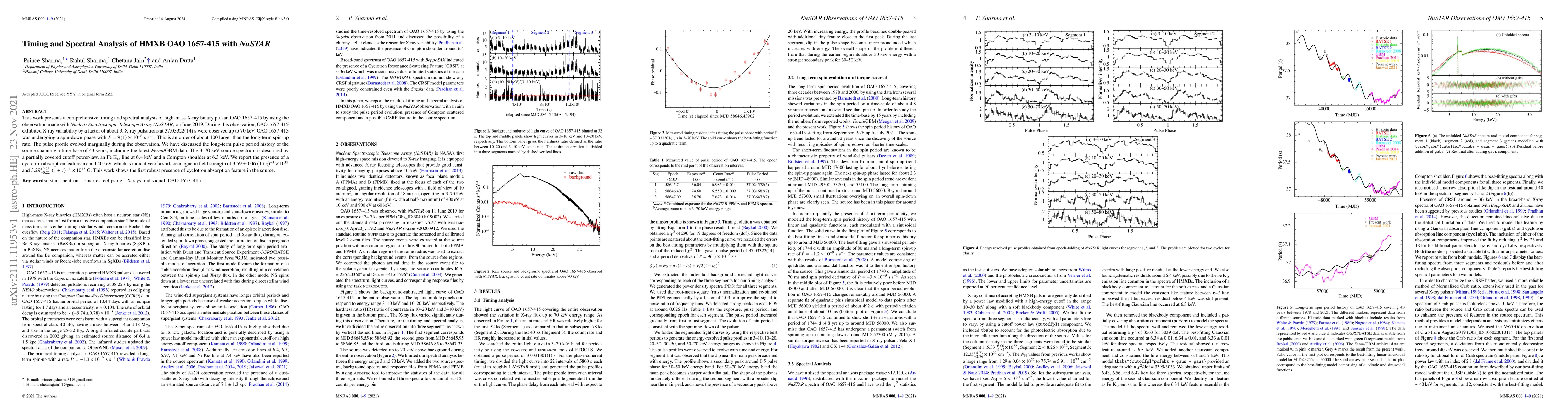 Thumbnail for Timing and Spectral Analysis of HMXB OAO 1657-415 with NuSTAR