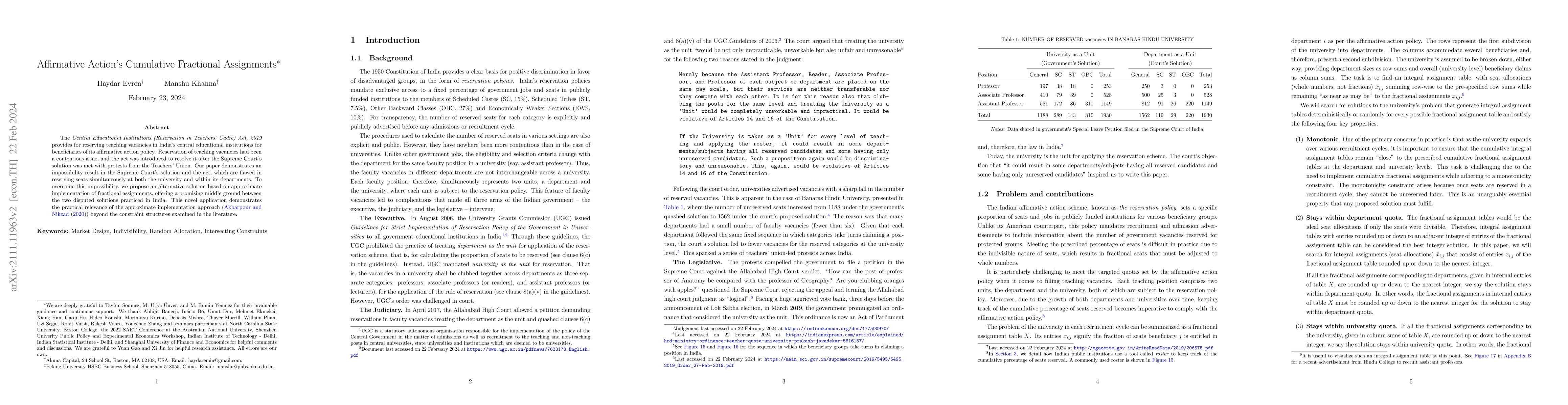 Thumbnail for Affirmative Action's Cumulative Fractional Assignments