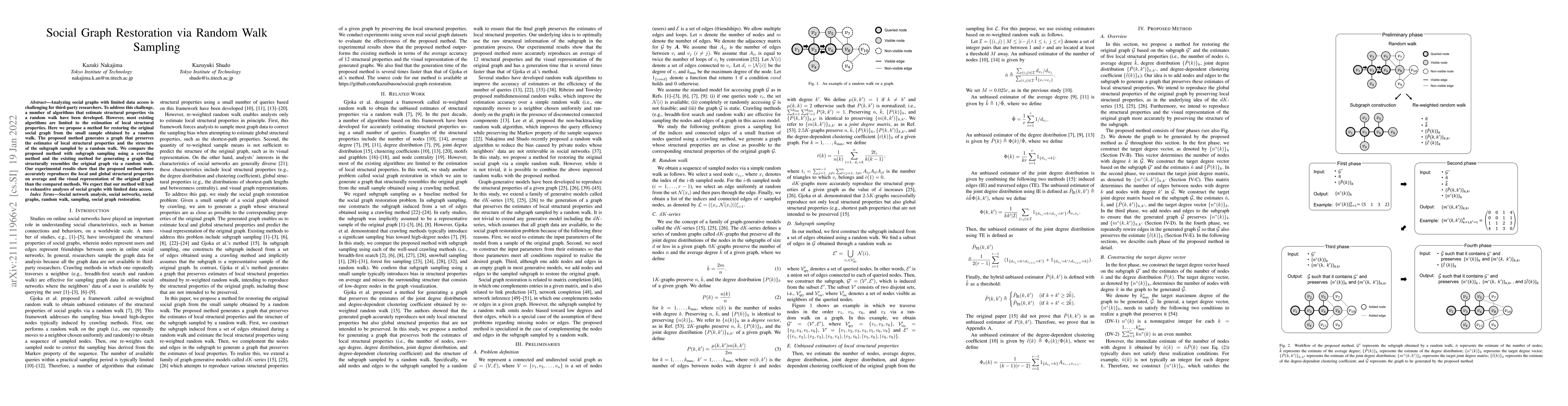 Thumbnail for Social Graph Restoration via Random Walk Sampling