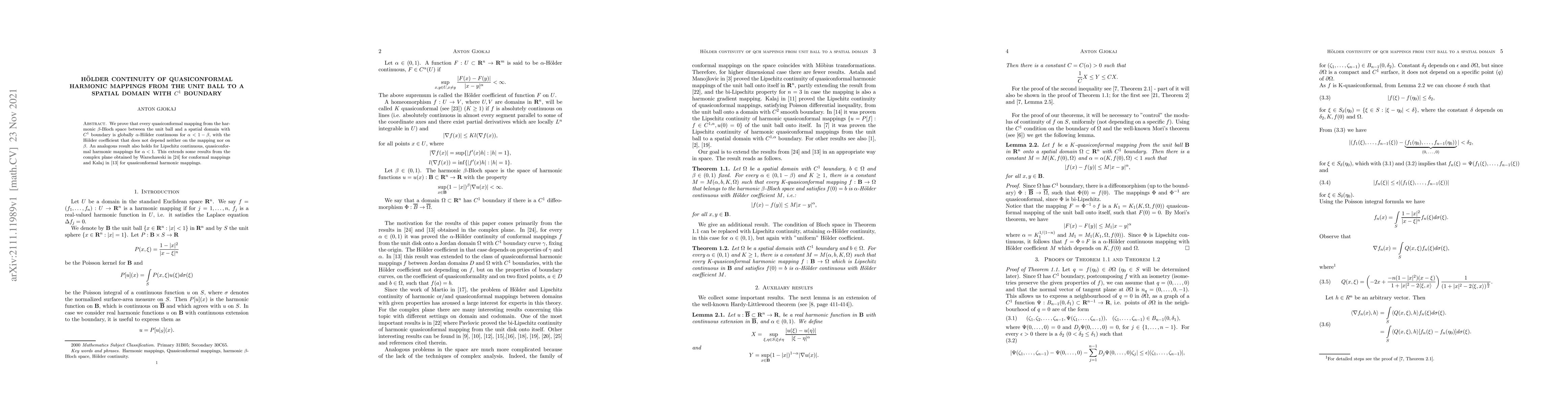 Thumbnail for H$\mathbf{\"o}$lder continuity of QCH mappings from the unit ball to a
  domain with $C^1$ boundary