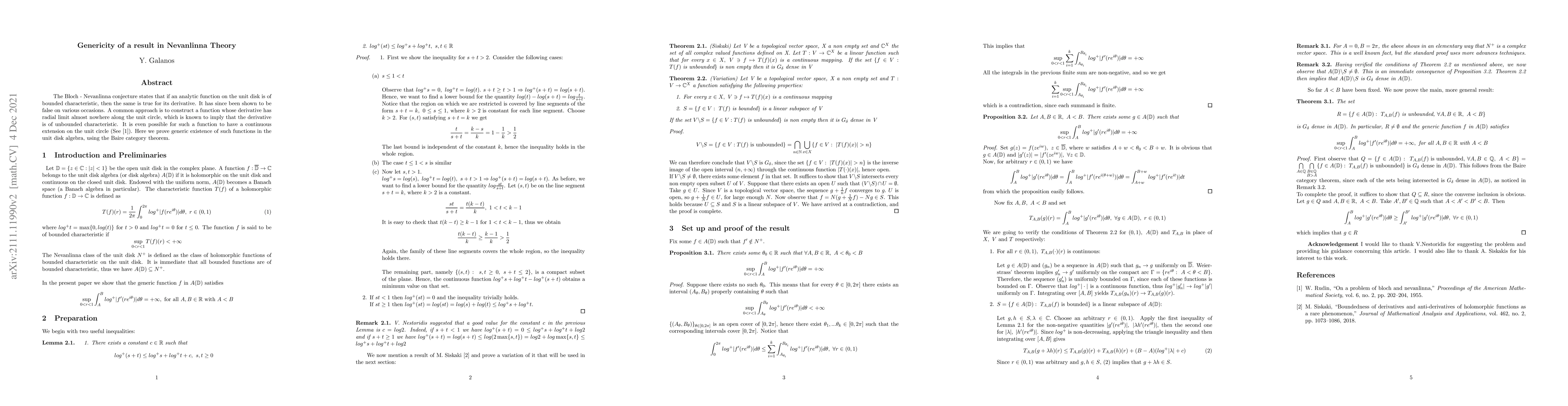 Thumbnail for Genericity of a result in Nevanlinna Theory