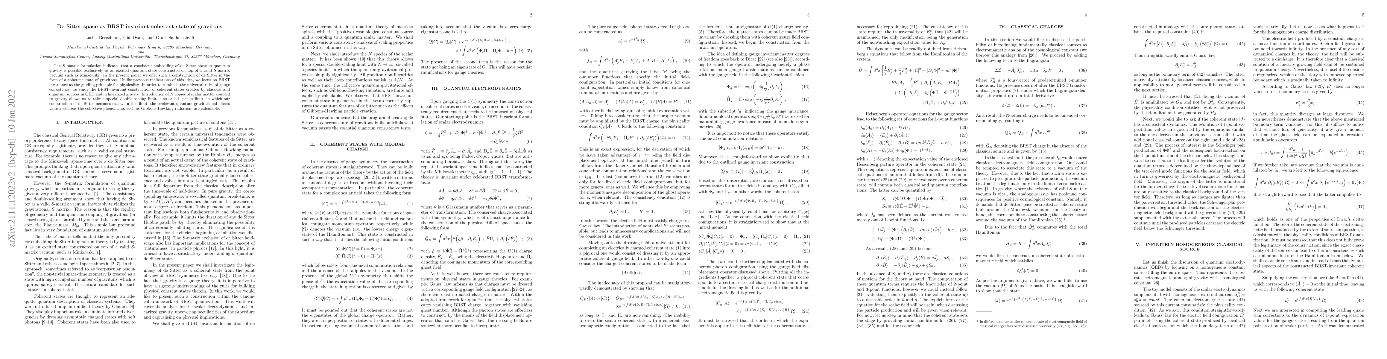Thumbnail for De Sitter space as BRST invariant coherent state of gravitons