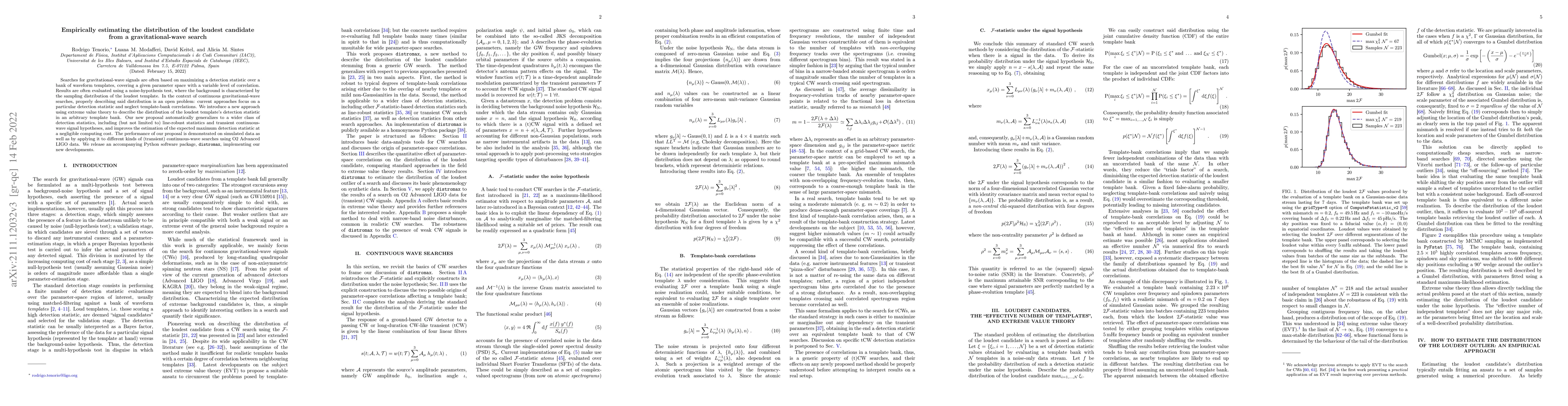 Thumbnail for Empirically estimating the distribution of the loudest candidate from a
  gravitational-wave search