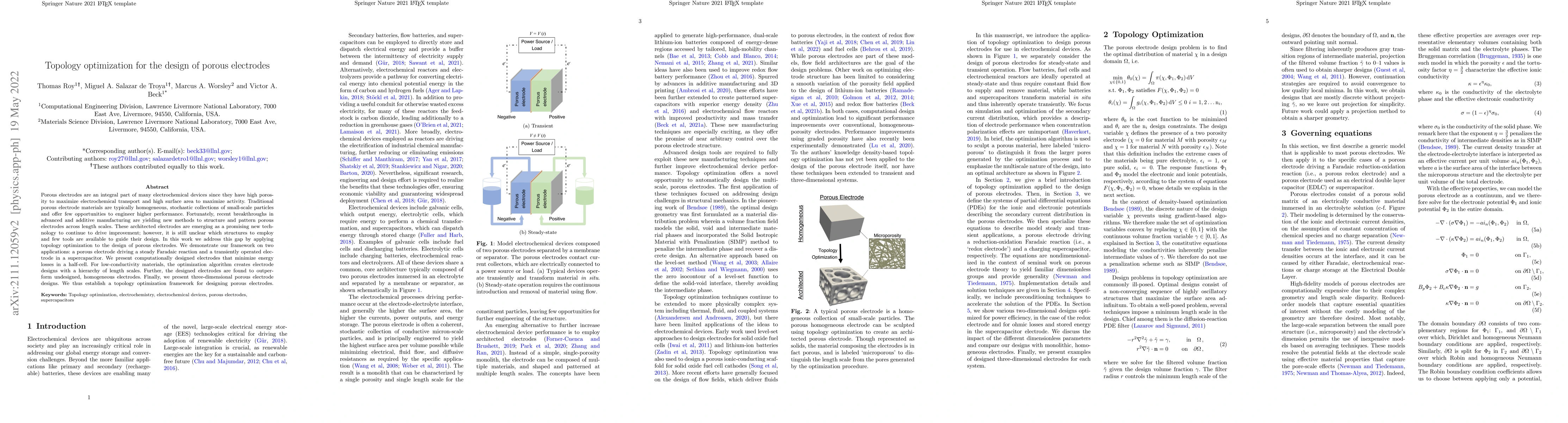 Thumbnail for Topology optimization for the design of porous electrodes