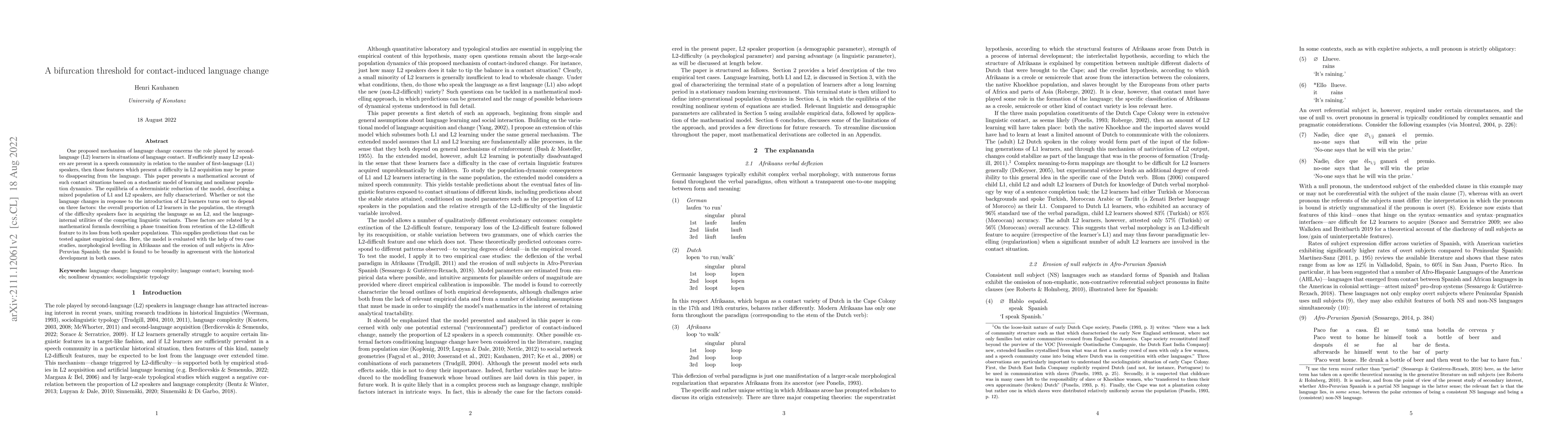 Thumbnail for A bifurcation threshold for contact-induced language change