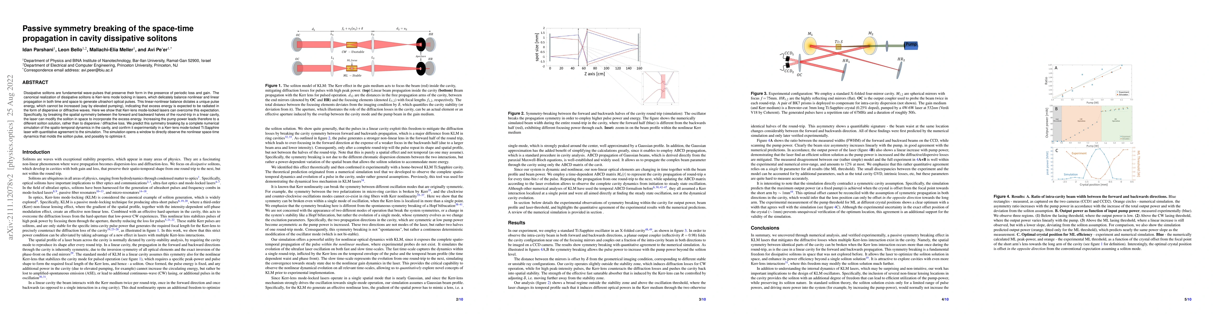 Thumbnail for Passive symmetry breaking of the space-time propagation in cavity
  dissipative solitons