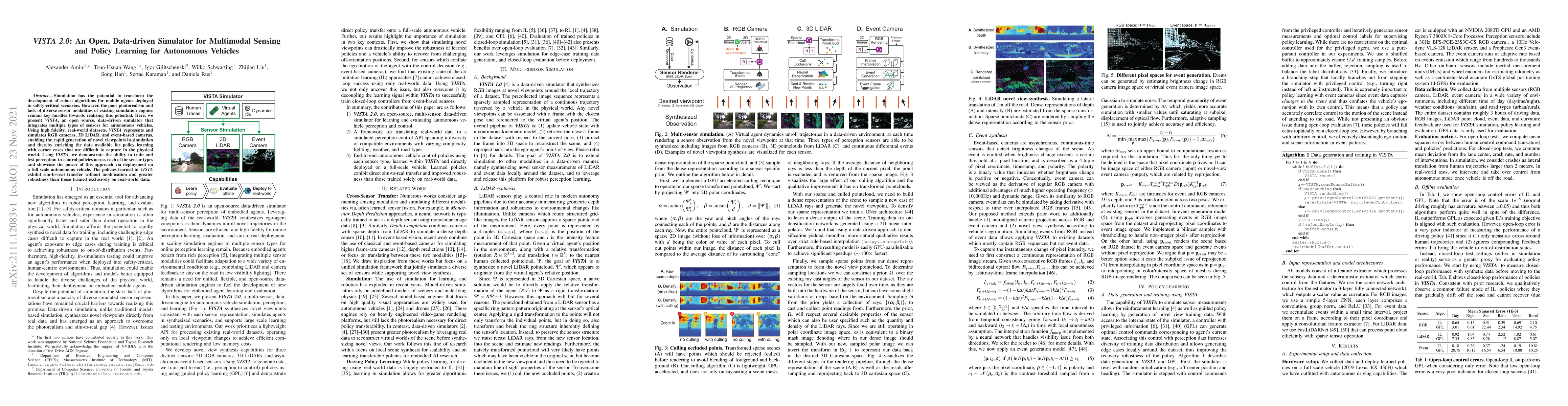Thumbnail for VISTA 2.0: An Open, Data-driven Simulator for Multimodal Sensing and
  Policy Learning for Autonomous Vehicles