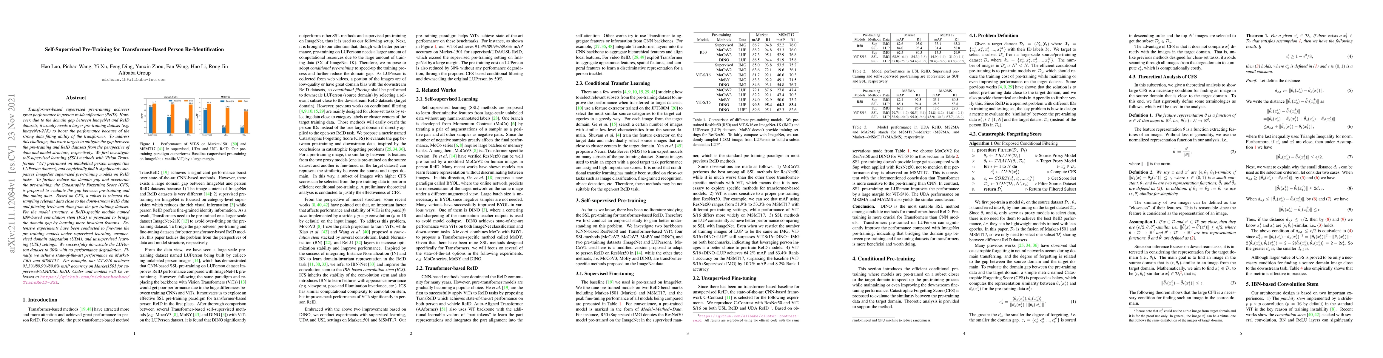 Thumbnail for Self-Supervised Pre-Training for Transformer-Based Person
  Re-Identification