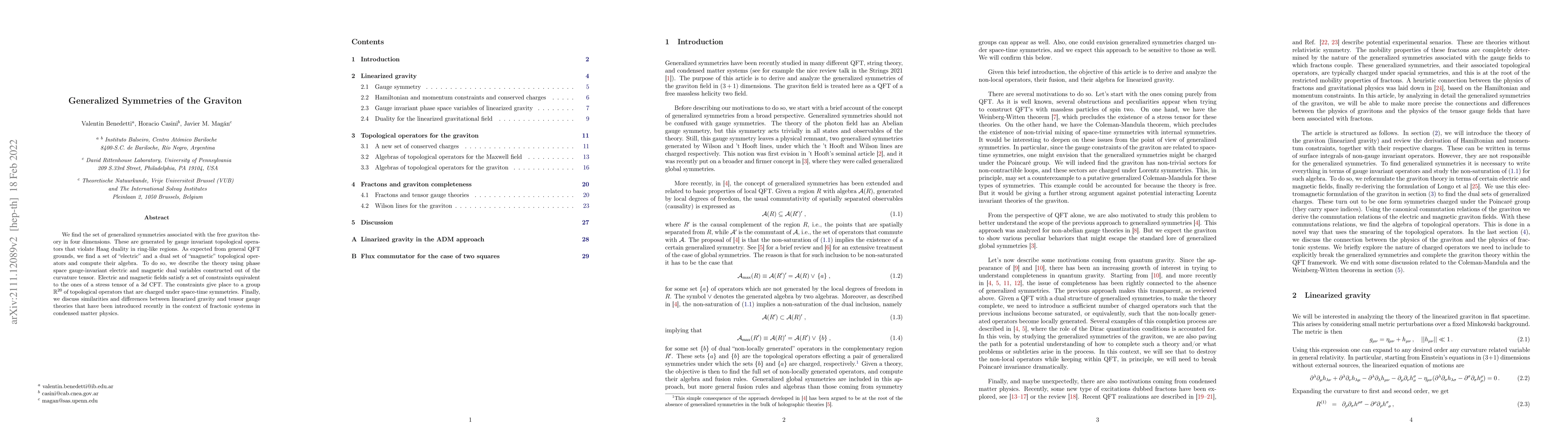Thumbnail for Generalized Symmetries of the Graviton