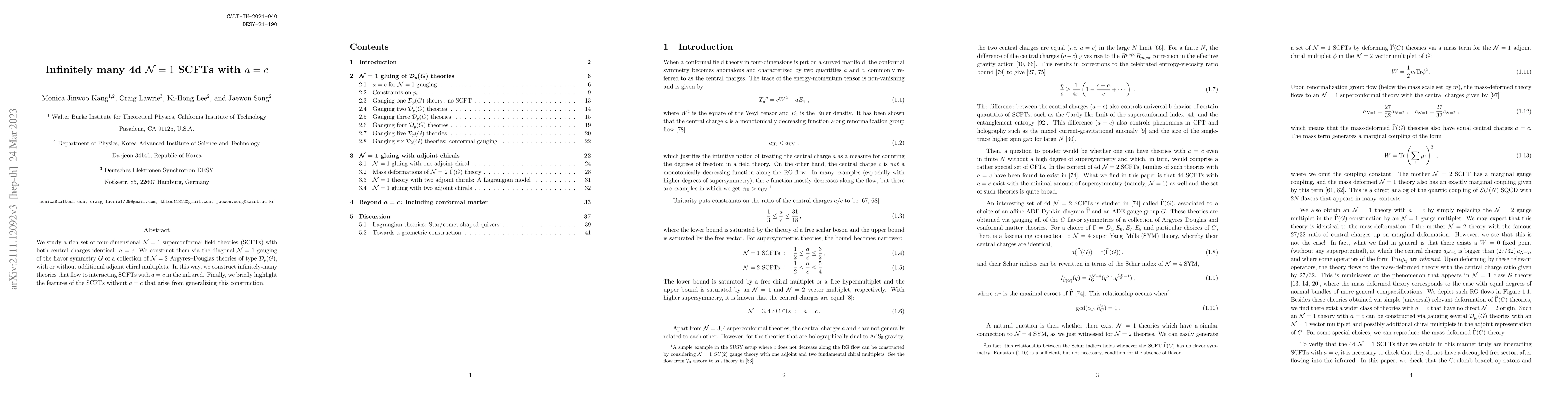 Thumbnail for Infinitely many 4d N=1 SCFTs with a=c