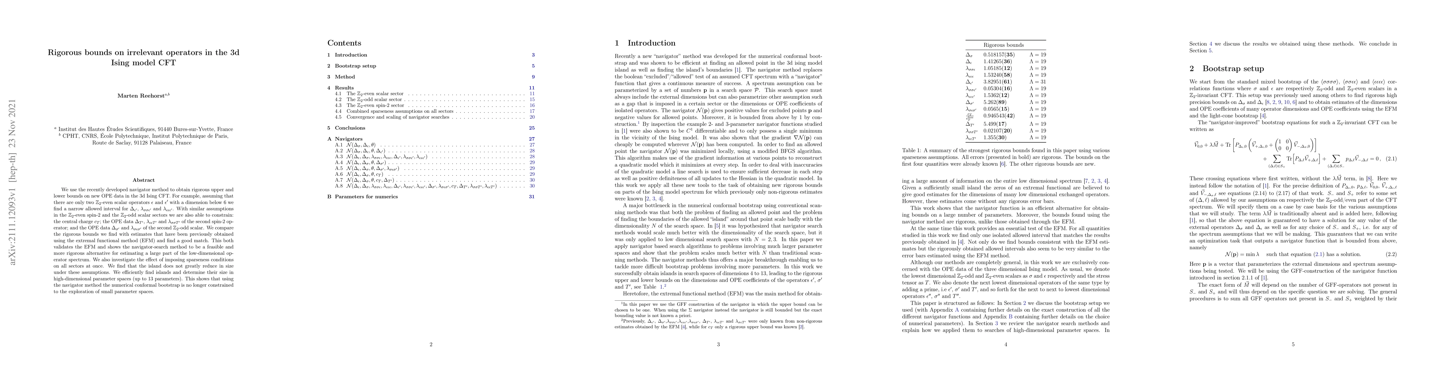 Thumbnail for Rigorous bounds on irrelevant operators in the 3d Ising model CFT