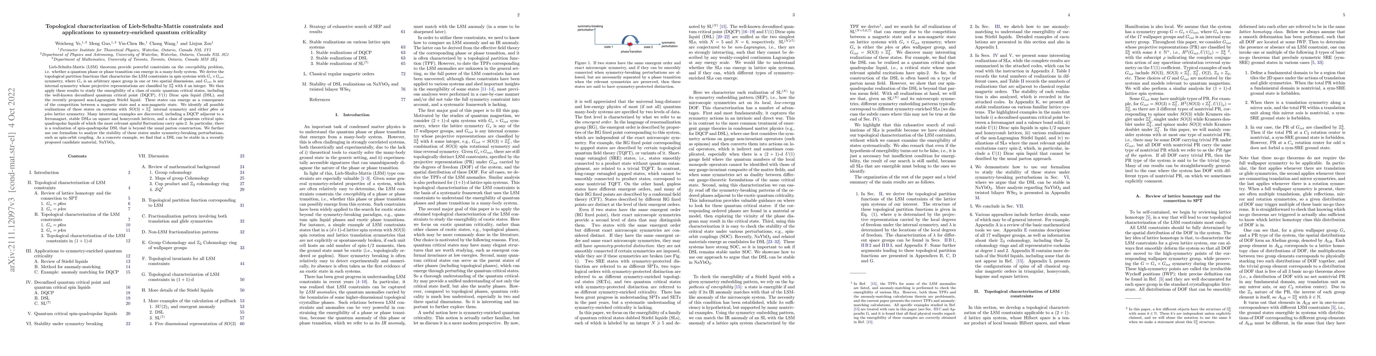 Thumbnail for Topological characterization of Lieb-Schultz-Mattis constraints and
  applications to symmetry-enriched quantum criticality
