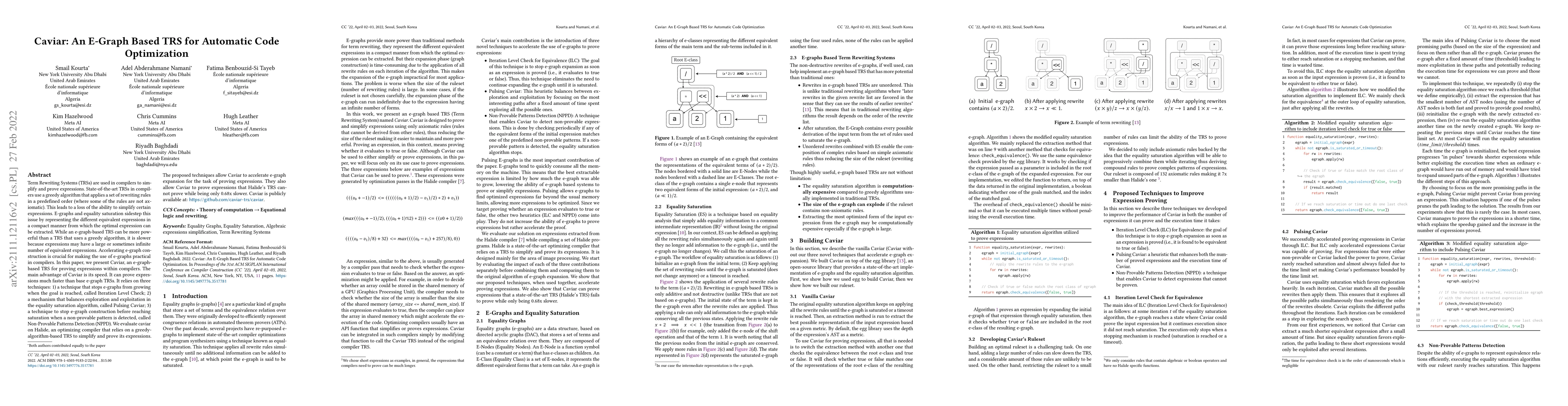 Thumbnail for Caviar: An E-graph Based TRS for Automatic Code Optimization