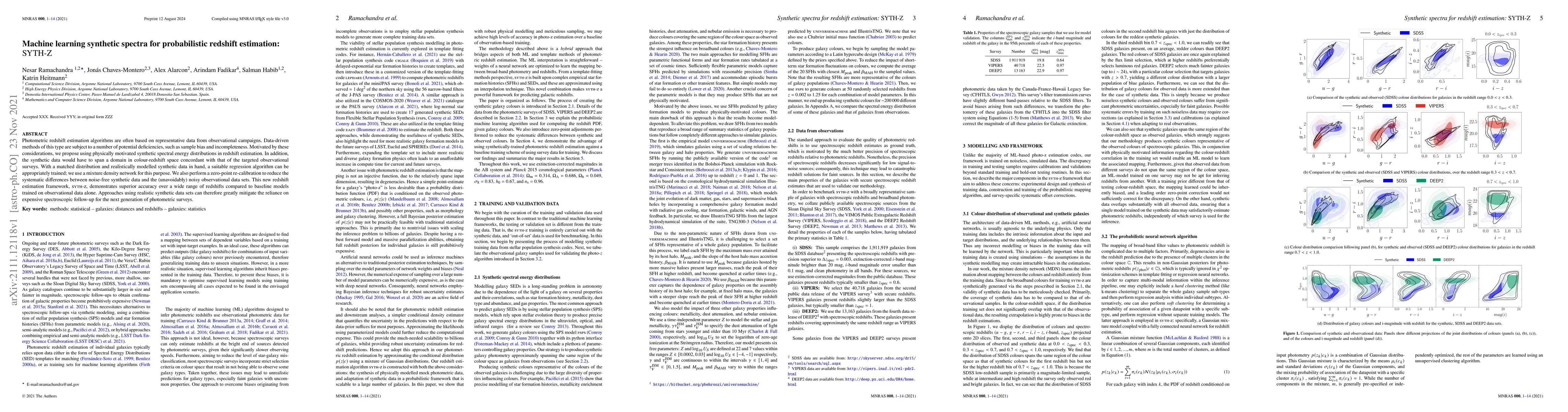 Thumbnail for Machine learning synthetic spectra for probabilistic redshift
  estimation: SYTH-Z