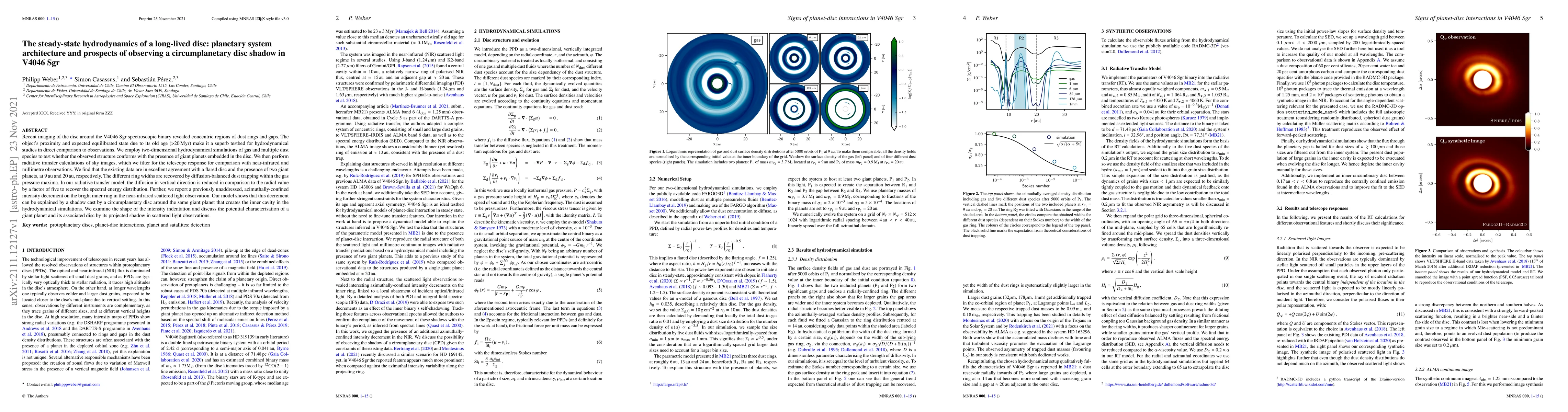Thumbnail for The steady-state hydrodynamics of a long-lived disc: planetary system
  architecture and prospects of observing a circumplanetary disc shadow in
  V4046$\,$Sgr