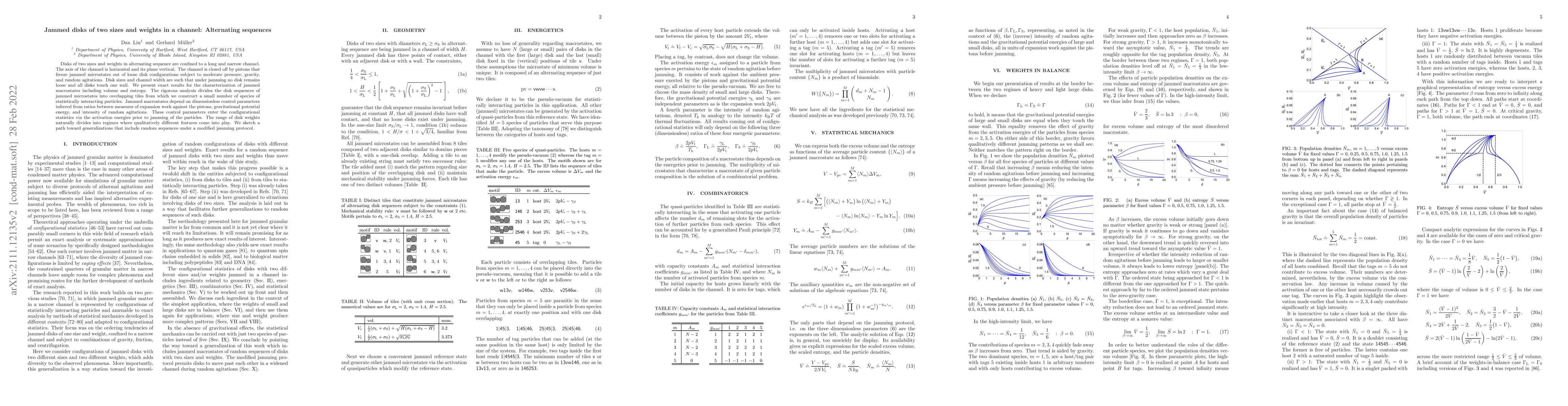 Thumbnail for Jammed disks of two sizes and weights in a channel: Alternating
  sequences