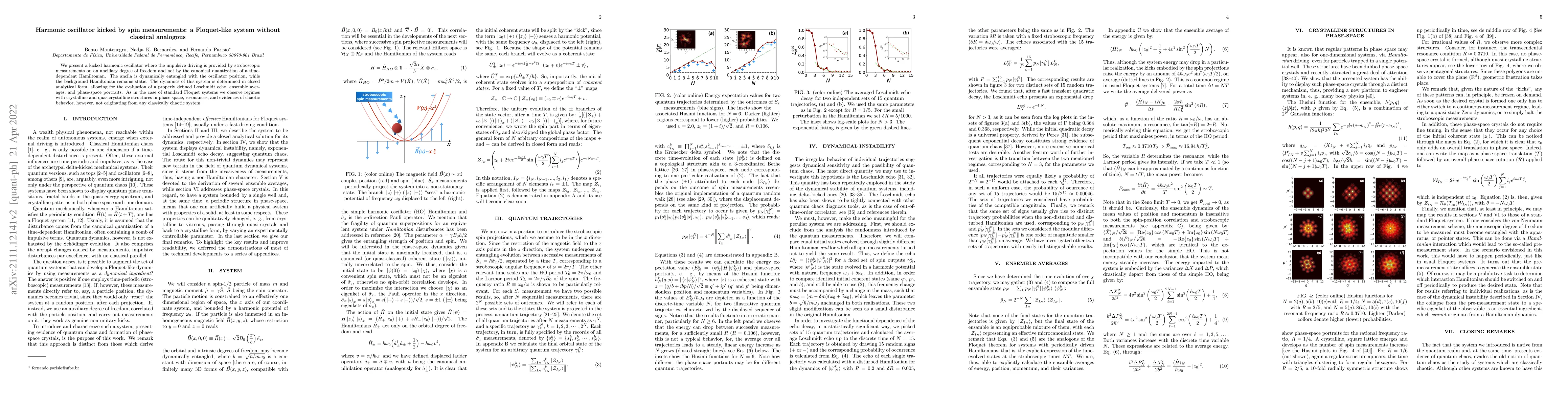 Thumbnail for Harmonic oscillator kicked by spin measurements: a Floquet-like system
  without classical analogous