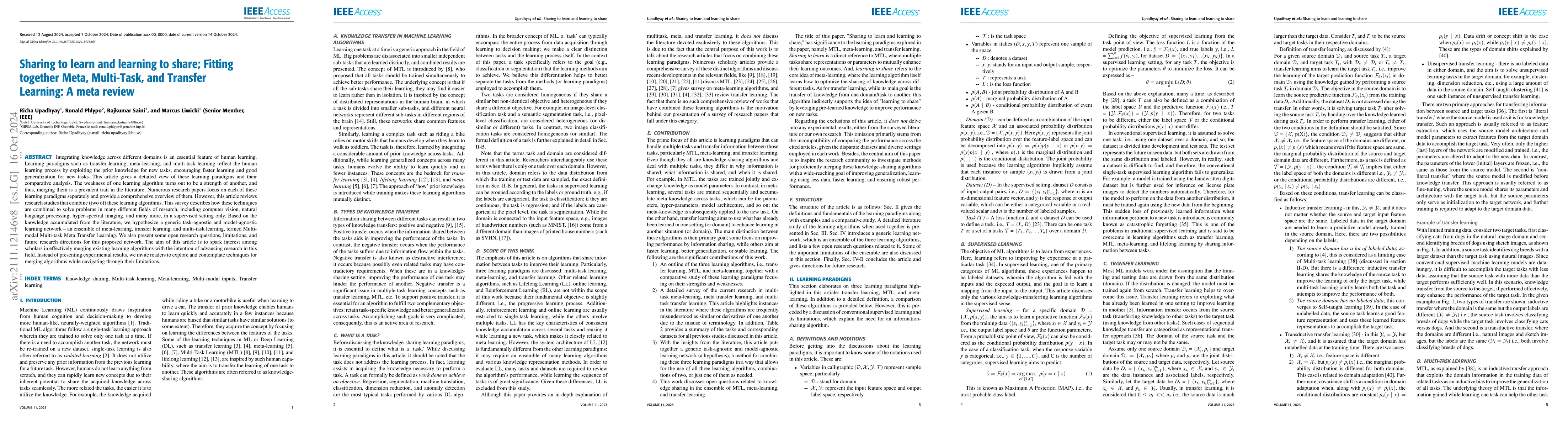 Thumbnail for Sharing to learn and learning to share; Fitting together Meta-Learning,
  Multi-Task Learning, and Transfer Learning: A meta review