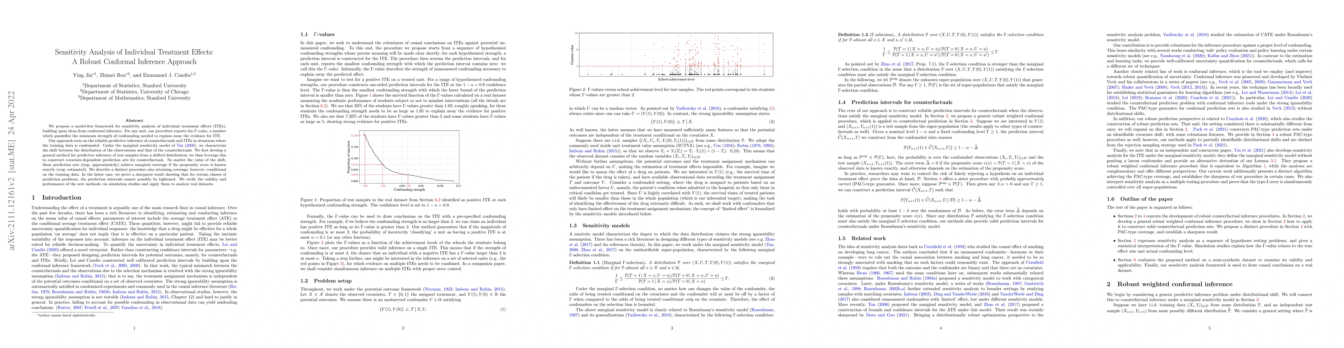 Thumbnail for Sensitivity Analysis of Individual Treatment Effects: A Robust Conformal
  Inference Approach