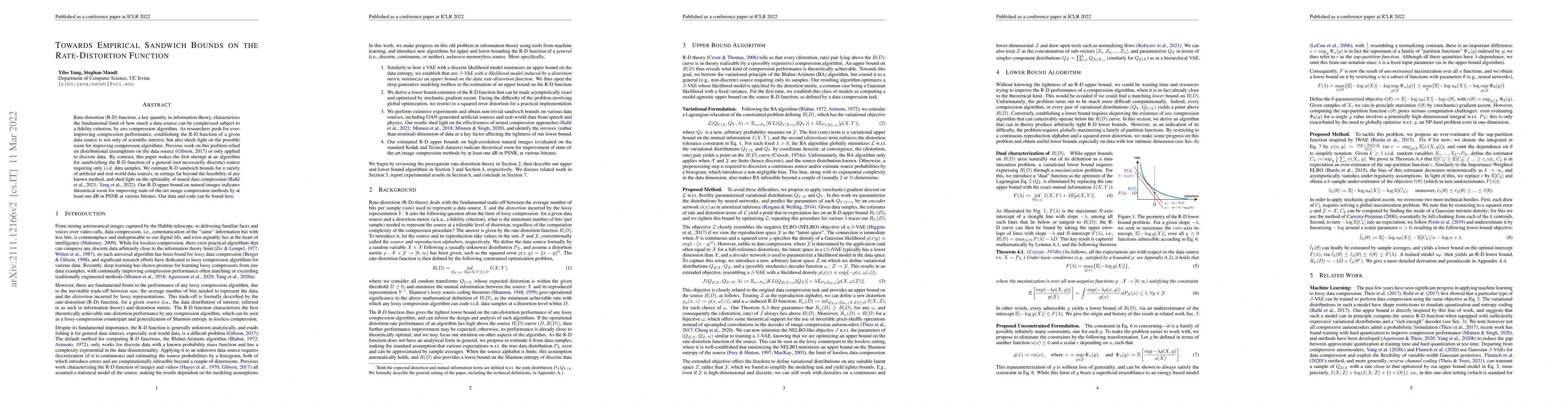 Thumbnail for Towards Empirical Sandwich Bounds on the Rate-Distortion Function