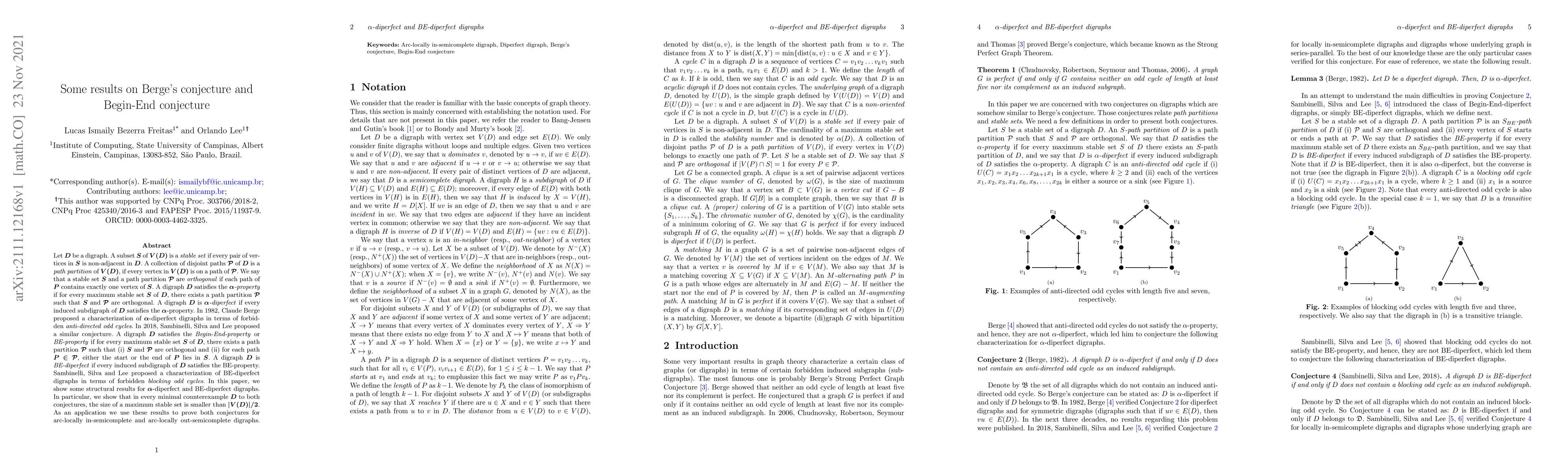 Thumbnail for Some results on Berge's conjecture and Begin-End conjecture