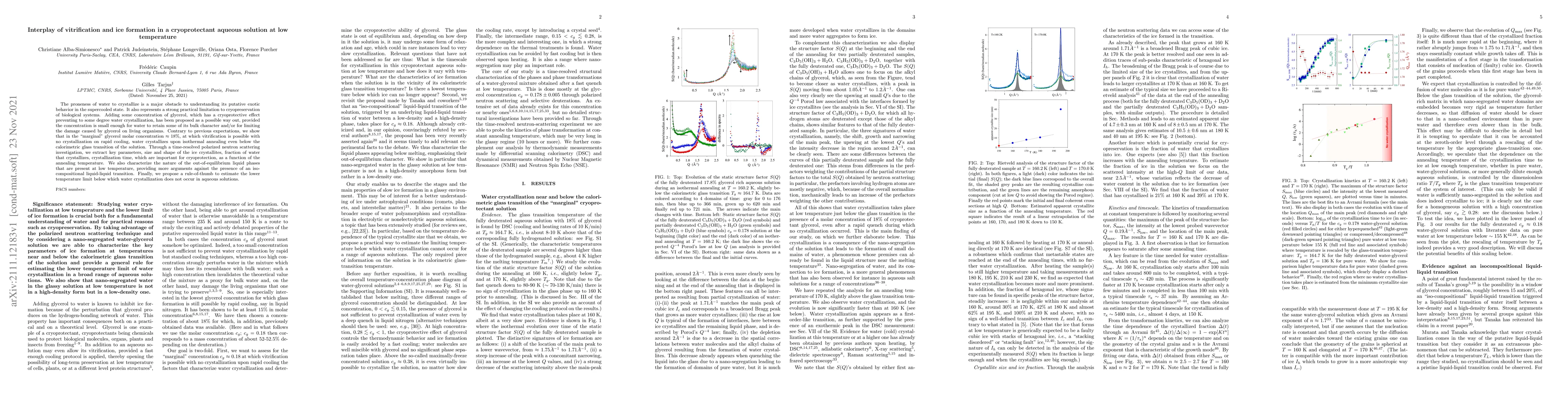 Thumbnail for Interplay of vitrification and ice formation in a cryoprotectant aqueous
  solution at low temperature