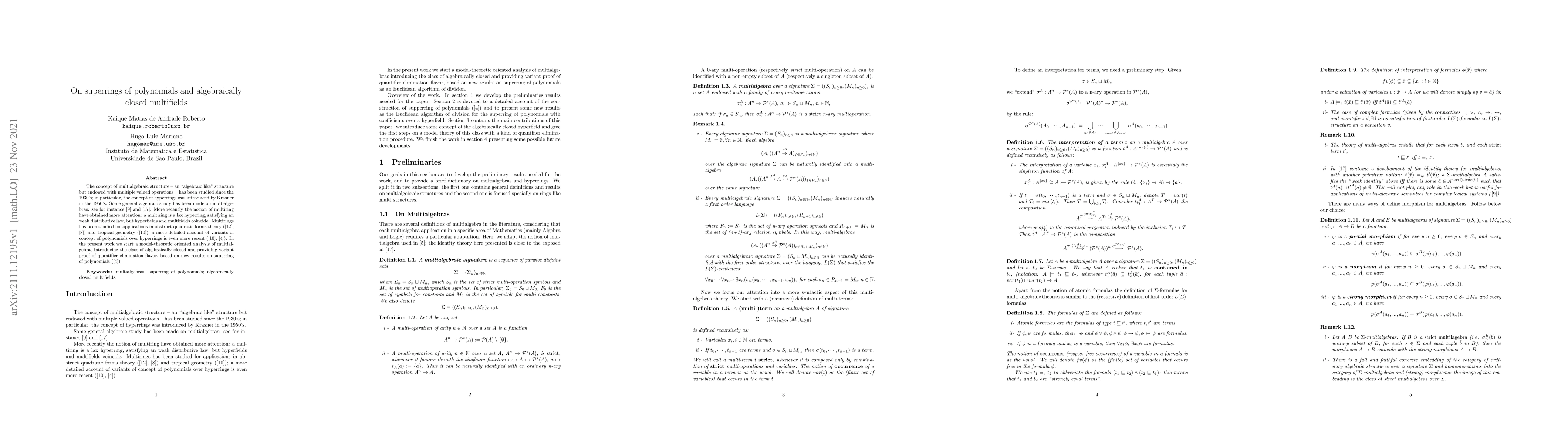 Thumbnail for On superrings of polynomials and algebraically closed multifields