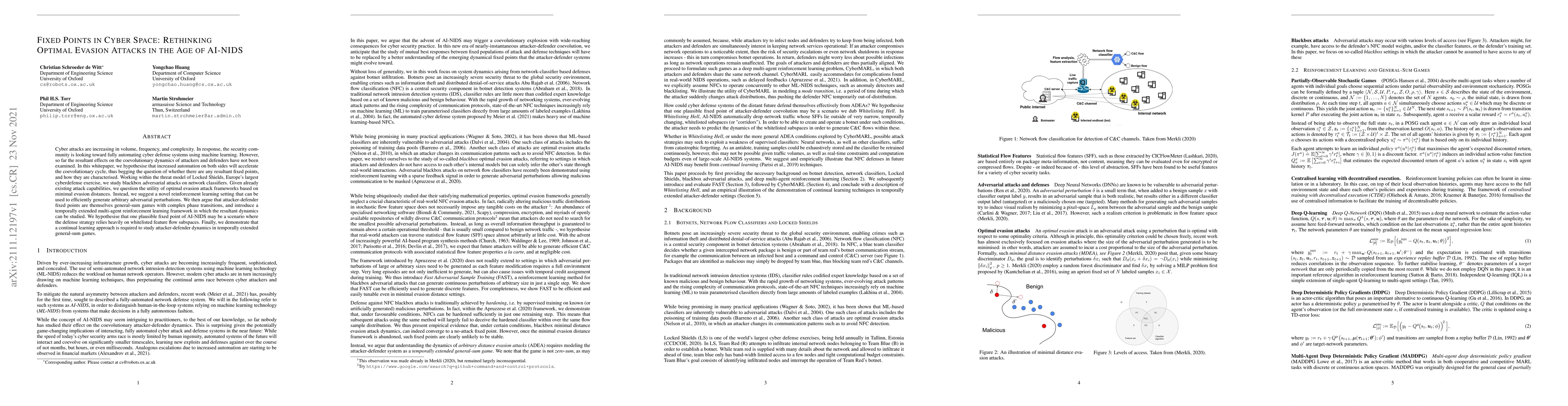 Thumbnail for Fixed Points in Cyber Space: Rethinking Optimal Evasion Attacks in the
  Age of AI-NIDS