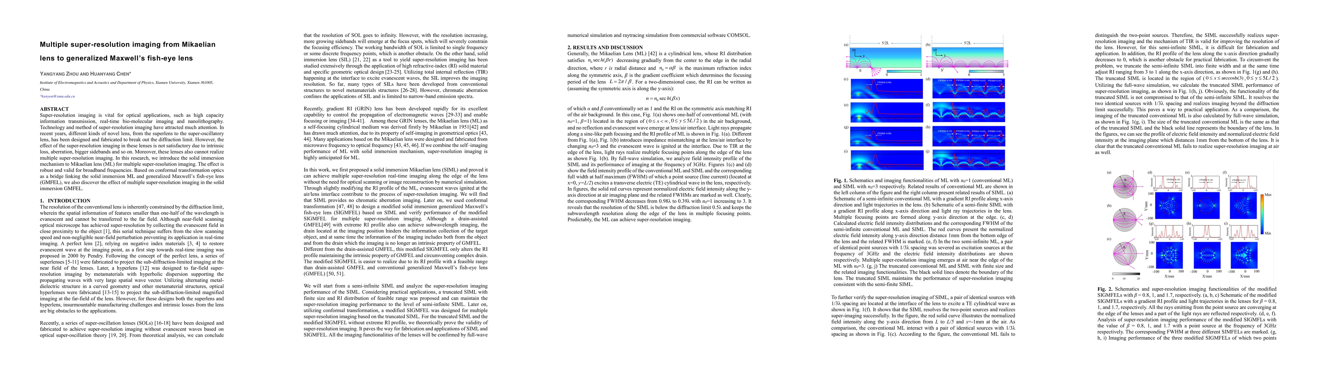 Thumbnail for Multiple super-resolution imaging from Mikaelian lens to generalized
  Maxwell's fish-eye lens