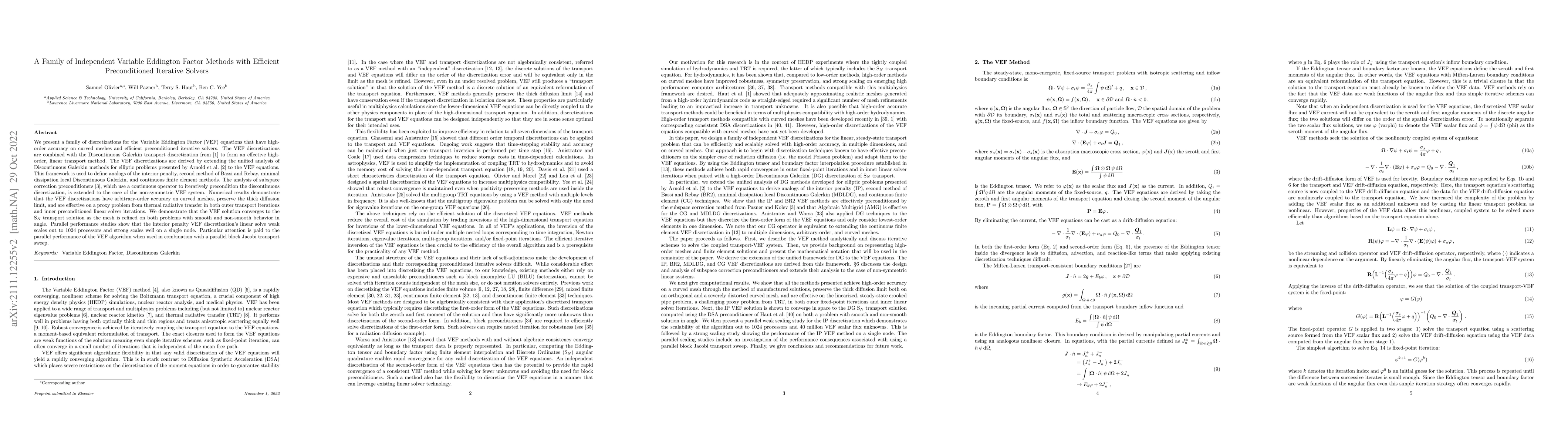 Thumbnail for A Family of Independent Variable Eddington Factor Methods with Efficient
  Preconditioned Iterative Solvers