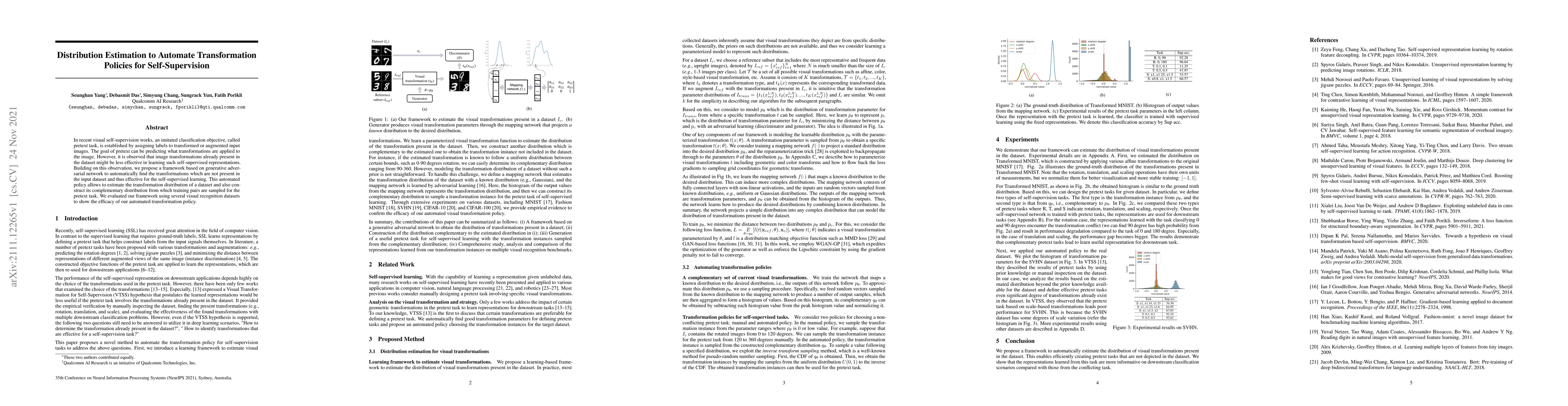 Thumbnail for Distribution Estimation to Automate Transformation Policies for
  Self-Supervision
