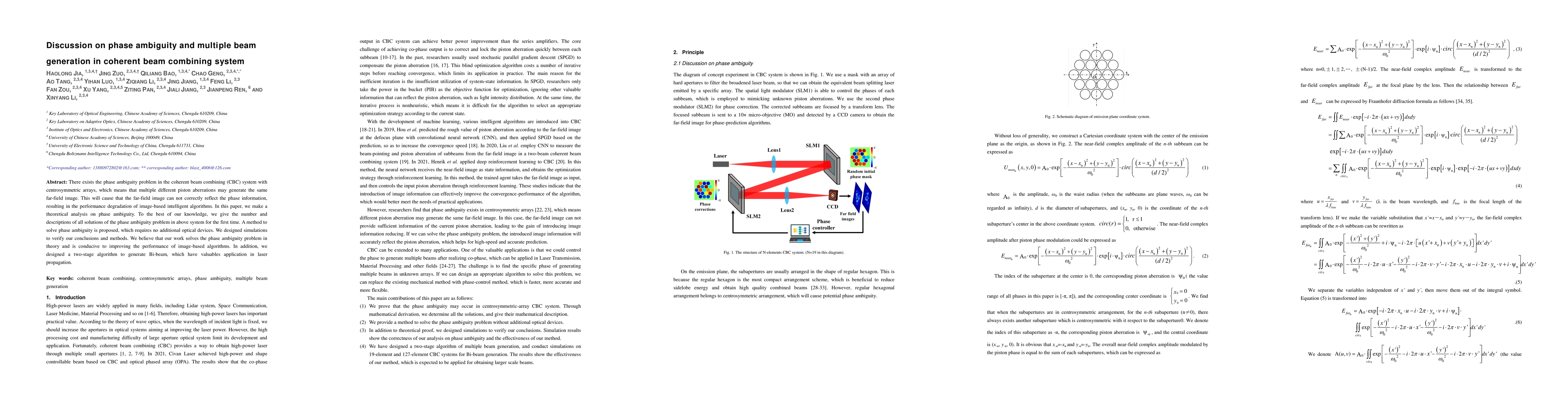 Thumbnail for Discussion on phase ambiguity and multiple beam generation in coherent
  beam combining system
