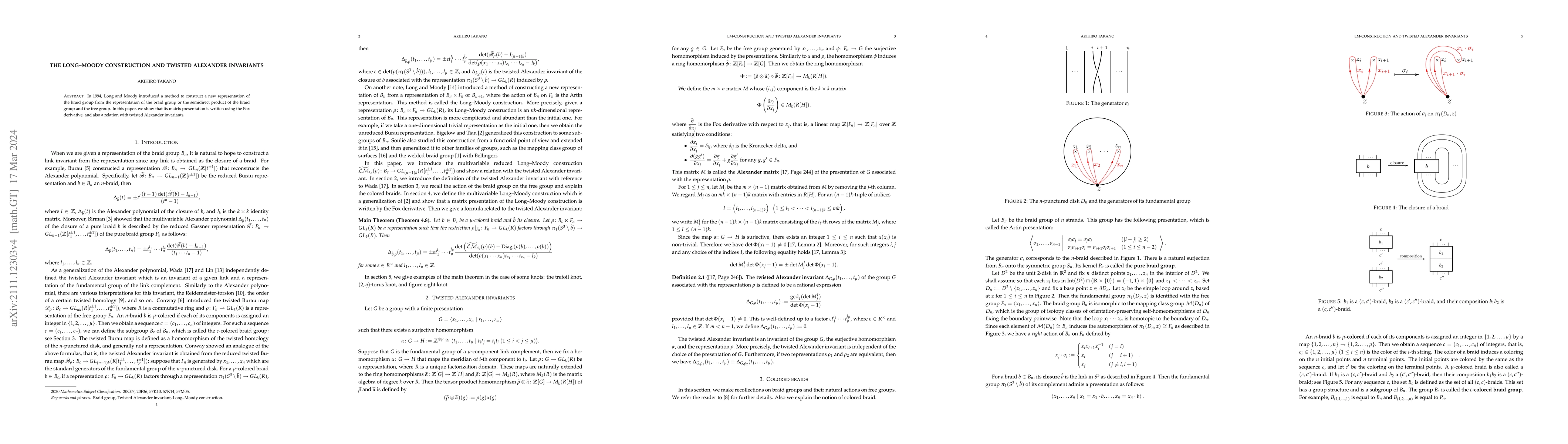 Thumbnail for The Long--Moody construction and twisted Alexander invariants