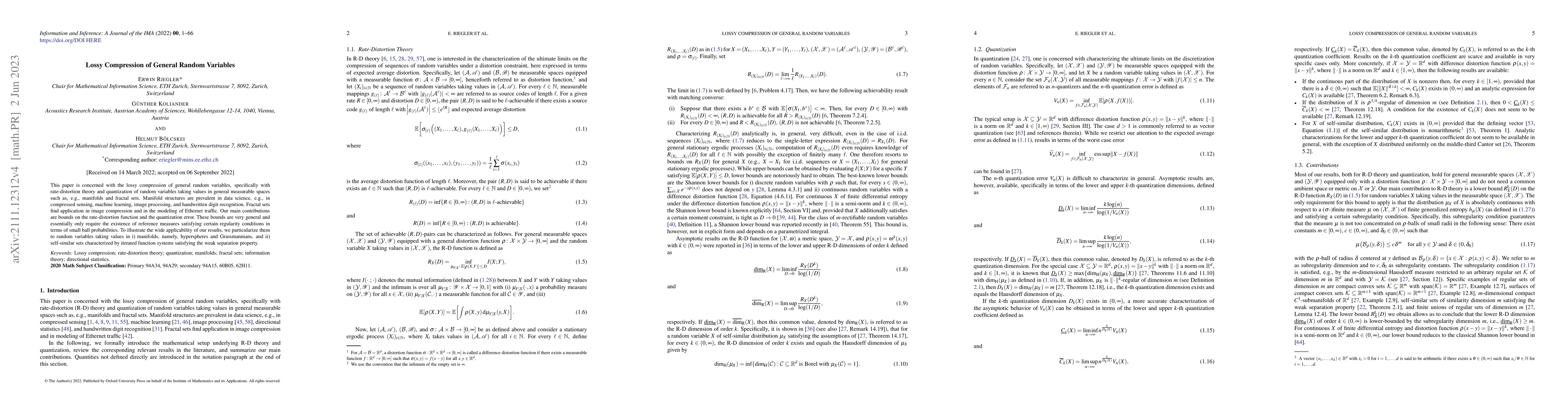 Thumbnail for Lossy Compression of General Random Variables