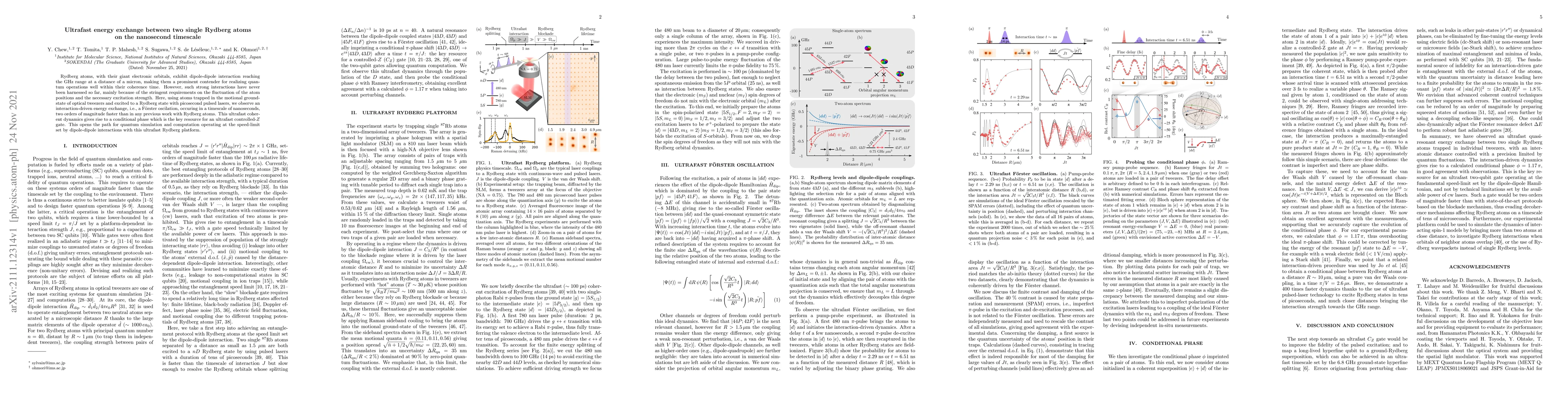 Thumbnail for Ultrafast energy exchange between two single Rydberg atoms on the
  nanosecond timescale