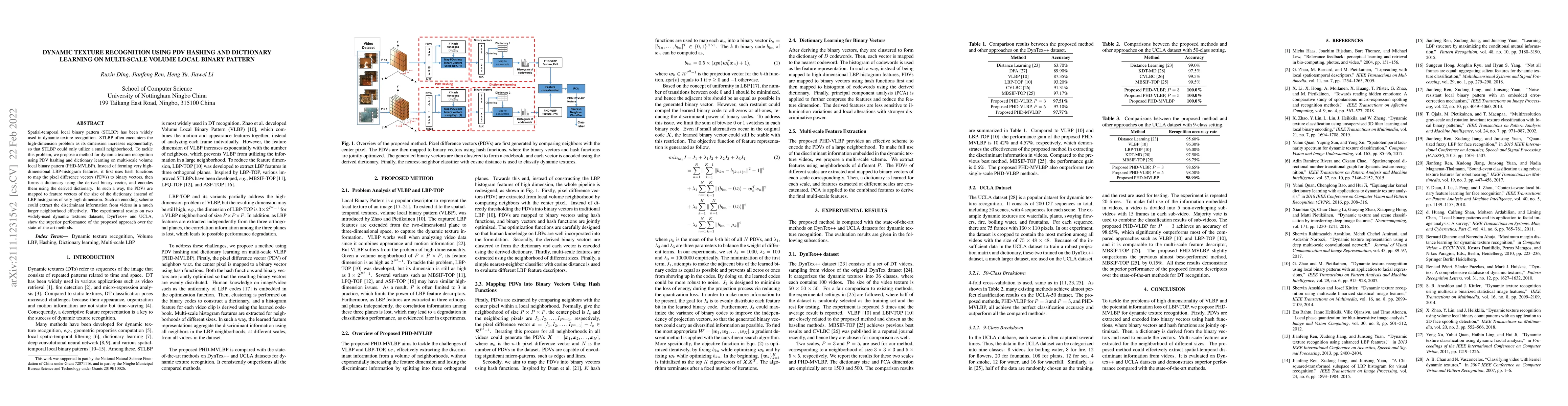Thumbnail for Dynamic Texture Recognition using PDV Hashing and Dictionary Learning on
  Multi-scale Volume Local Binary Pattern