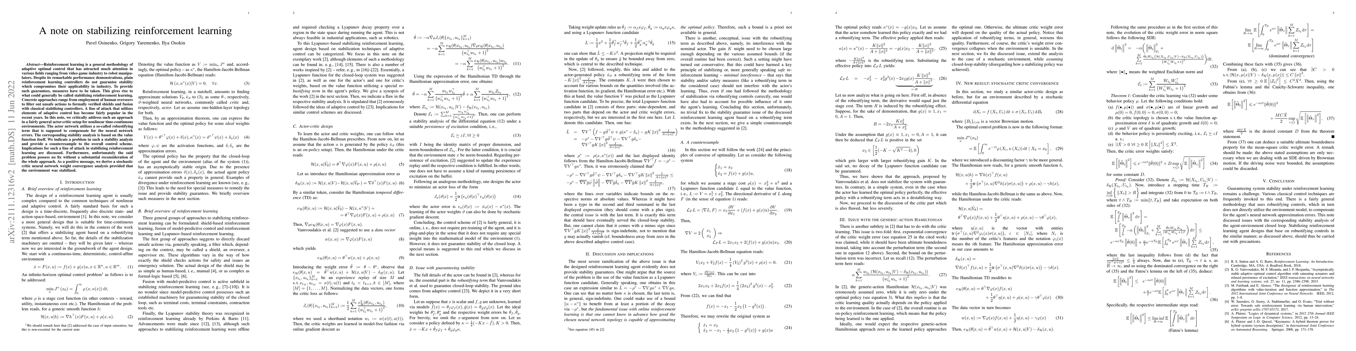 Thumbnail for A note on stabilizing reinforcement learning
