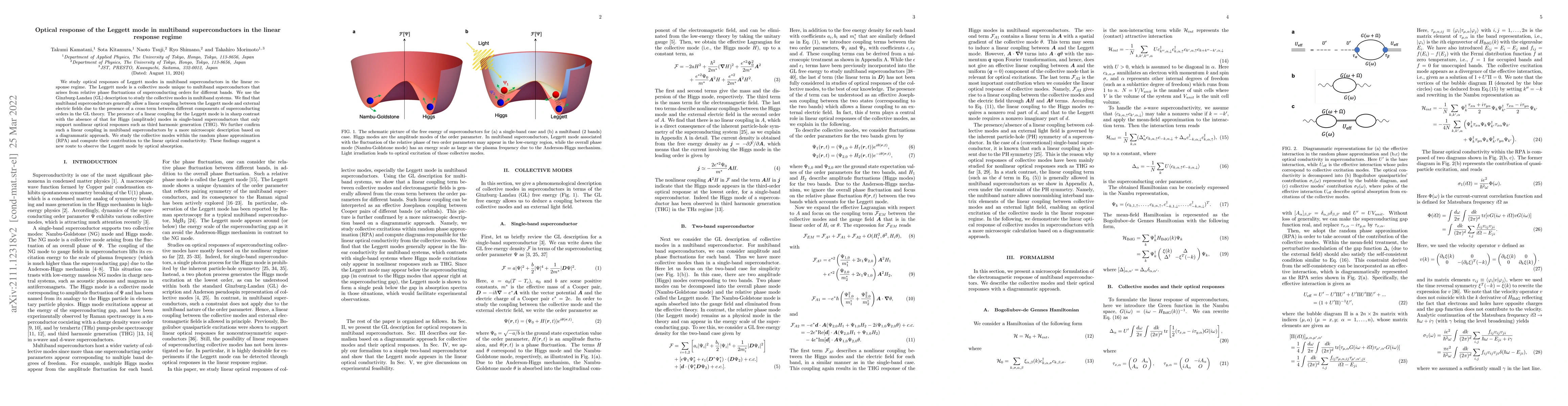 Thumbnail for Optical response of the Leggett mode in multiband superconductors in the
  linear response regime