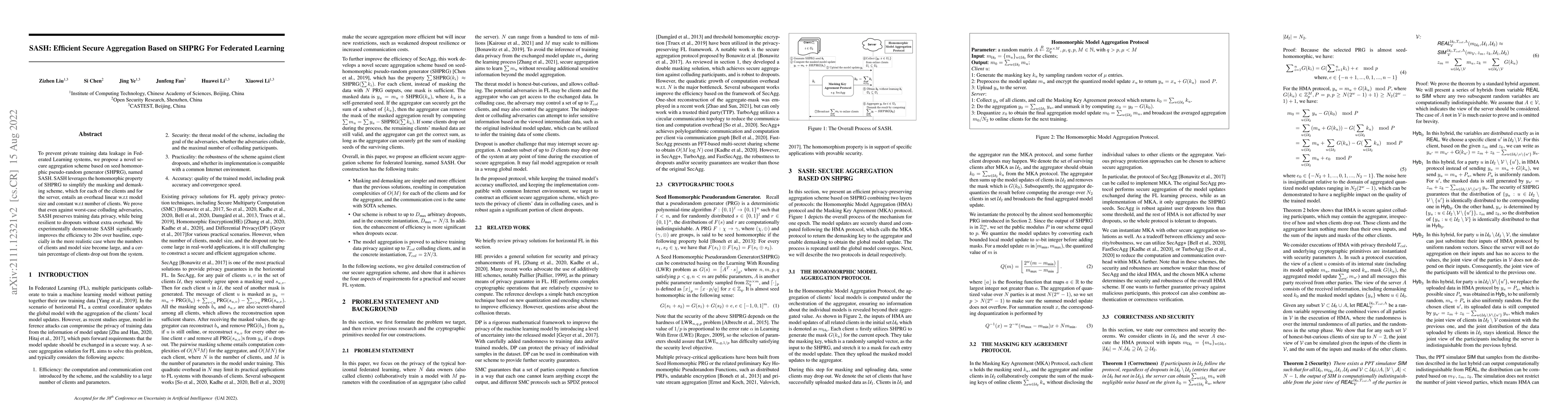 Thumbnail for SASH: Efficient Secure Aggregation Based on SHPRG For Federated Learning