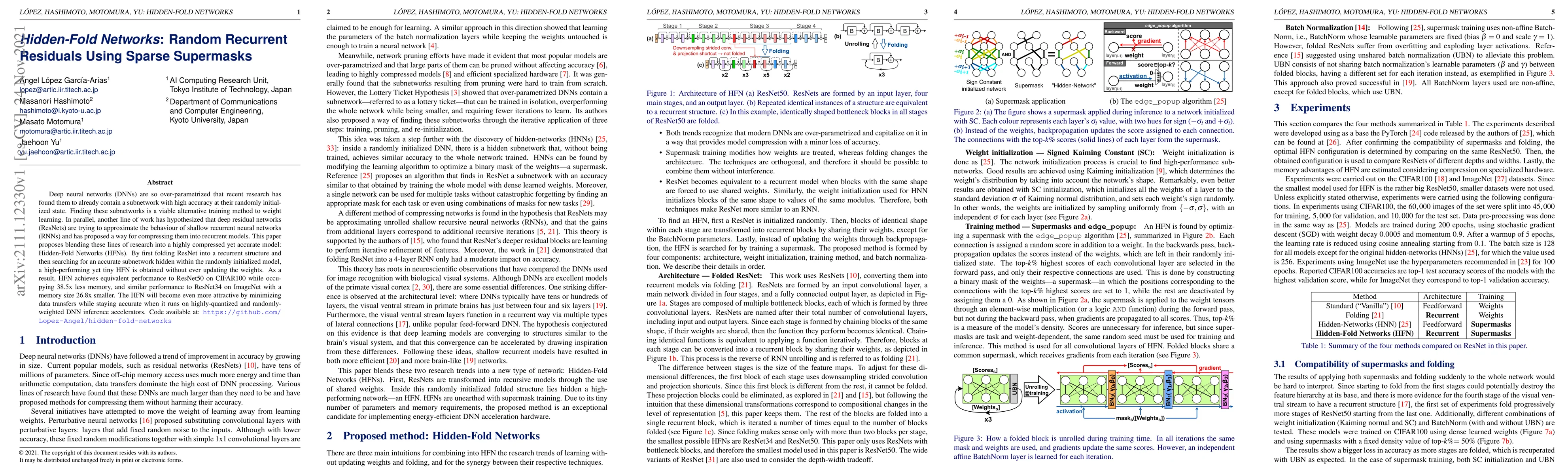 Thumbnail for Hidden-Fold Networks: Random Recurrent Residuals Using Sparse Supermasks
